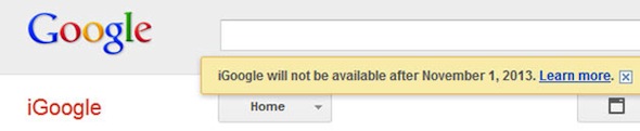 iGoogle alert about the service shutting down